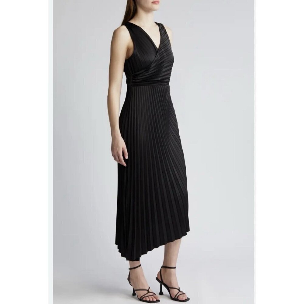 Sam Edelman Pleated Asymmetric Hem  Satin Dress Size 4